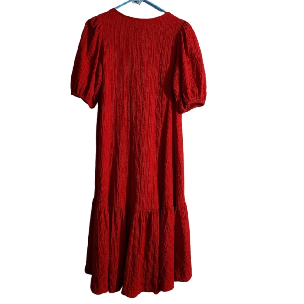 Anthropologie Maeve Red Scarletta Crinkle Midi Dress Sz XXS Petite - Picture 4 of 11